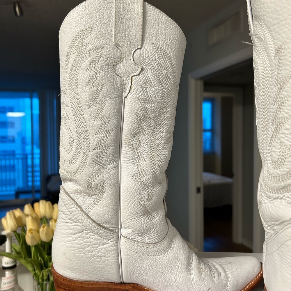 JR white leather cowboy boots - Picture 4 of 7